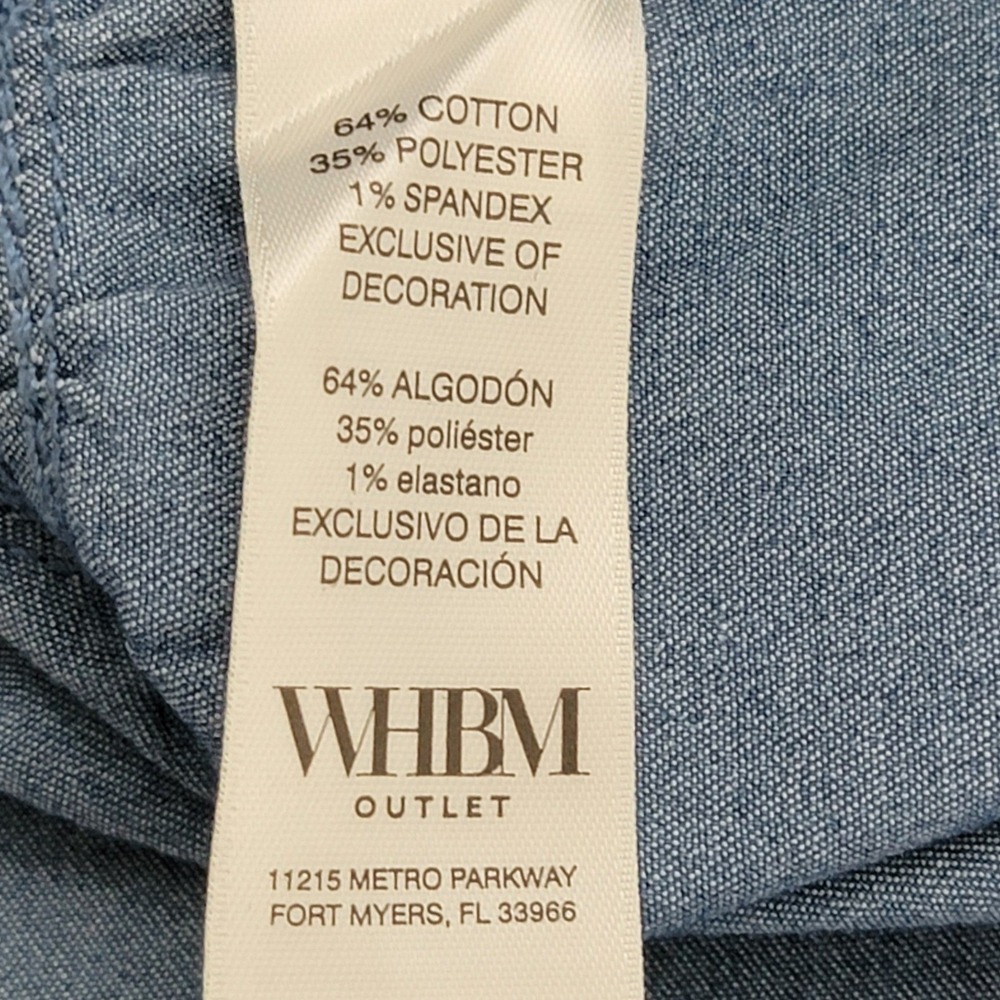 WHBM Peplum Zip Front Shacket Women XL Blue Chambray Denim Utility Fall Jacket - Picture 8 of 10